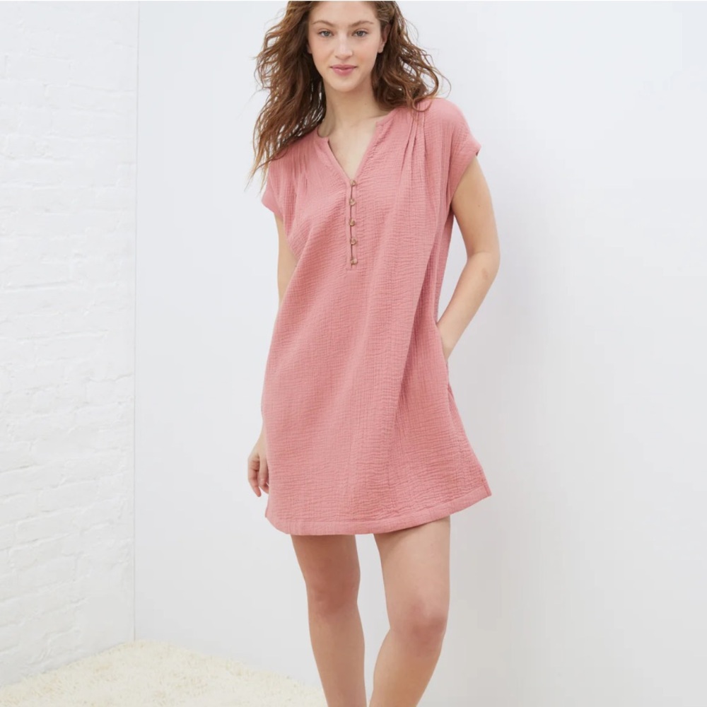 Coastal Cotton Henley dress UPWEST size small